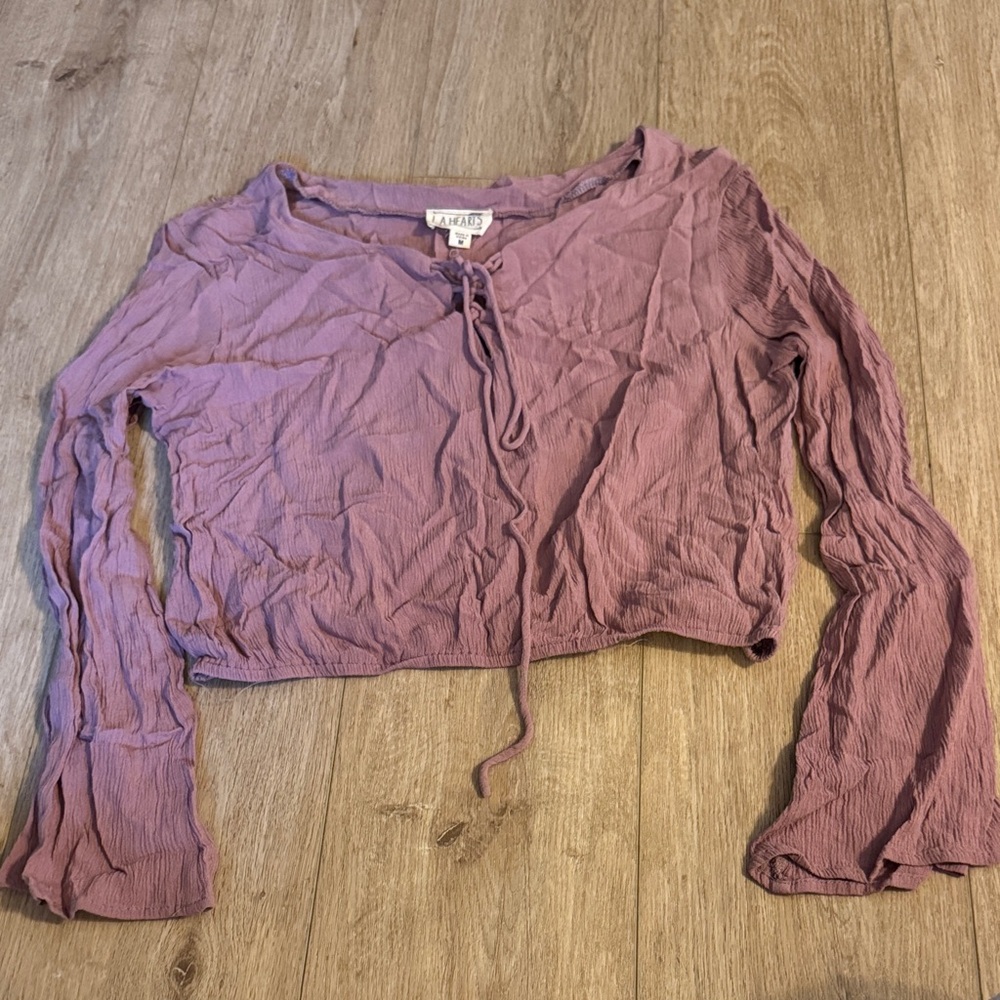 Wild Fable Mauve Long-Sleeve Crop Top